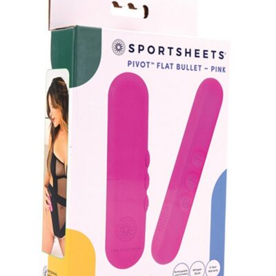 Pivot Flat Bullet vibrator by Sportsheets shown in black and pink on a neutral background