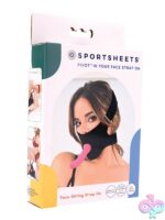 Black neoprene face-sitting strap-on harness with Hook and Loop closures and silicone grip strips