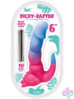6-inch dinosaur-shaped silver silicone vibrator with suction cup base by Hott Products