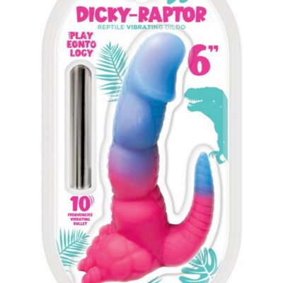 6-inch dinosaur-shaped silver silicone vibrator with suction cup base by Hott Products