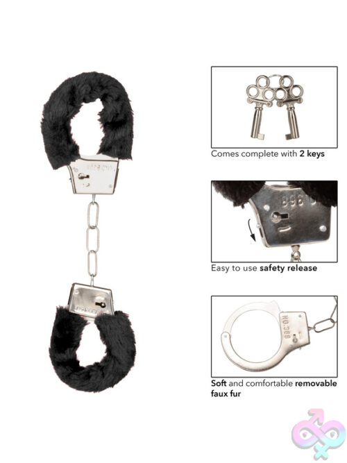 Black Furry Play Cuffs - Image 8