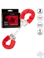 Red Furry Play Cuffs - Image 9