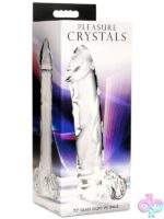 Clear borosilicate glass dildo with balls and realistic texture by Curve Novelties