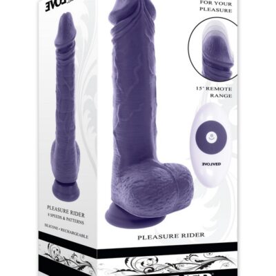 Large purple thrusting vibrator with suction cup base and wireless remote by Evolved Novelties