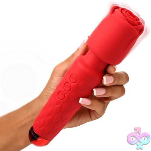 Pleasure Rose 10X Silicone Wand With Rose Attachment - Red - Image 4