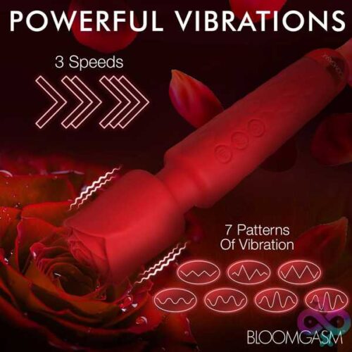 Pleasure Rose 10X Silicone Wand With Rose Attachment - Red - Image 8