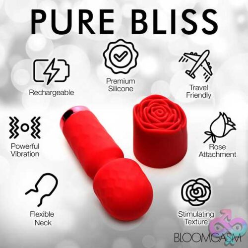 Pleasure Rose-Petite Mini Silicone Rose Wand - Red - Image 3