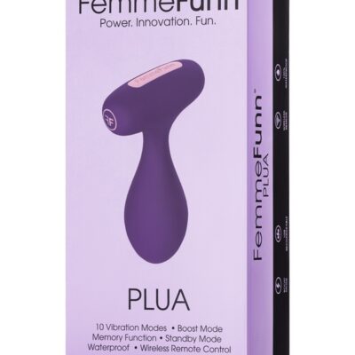 Plua rechargeable couples vibrator in dark purple silicone by Femmefunn