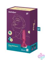 Conical silicone anal vibrator in berry pink with dual motors and app control by Satisfyer