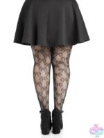 Plus Bow Net Tights - 1x 2x - Image 2