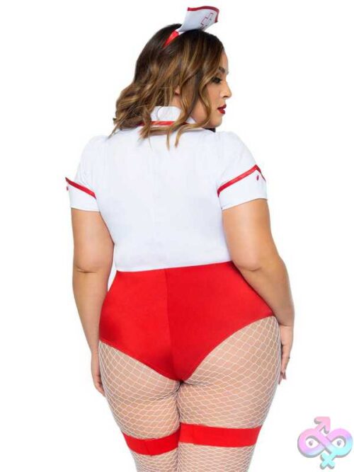 Plus Nurse Feelgood Sexy Costume - 1X/2X - White / Red - Image 2