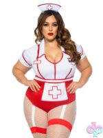 Plus Nurse Feelgood Sexy Costume - 1x/2x - White / Red - Image 3