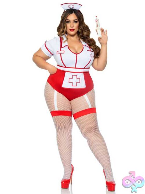 Plus Nurse Feelgood Sexy Costume - 1X/2X - White / Red - Image 5