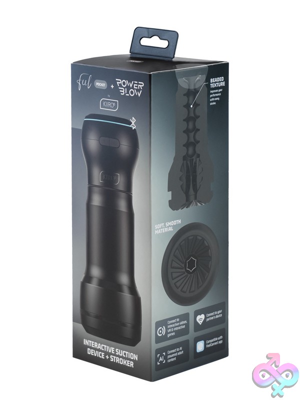Discreet-Toys-Pocketblow-Combo-Nu-Ko21026-P Black Compact Stroker And Suction Device Combo In Body-Safe Silicone And Tpe By Kiiroo