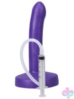 Pop Slim Squirting Strap-On Dildo in Indiglow Purple - Image 2