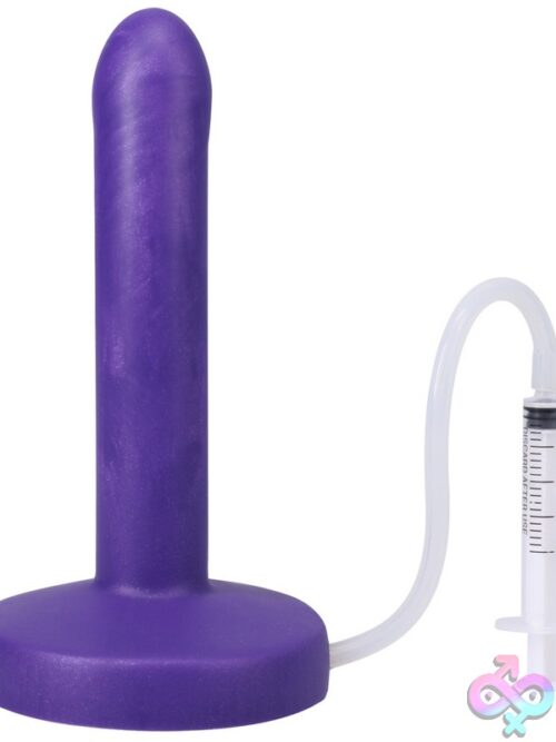 Pop Slim Squirting Strap-On Dildo In Indiglow Purple - Image 3