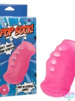 Pop Sock Grip-N-Stroke compact textured stroker in blue and pink shown in small and large sizes