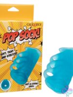 Pop Sock Grip-N-Stroke compact textured stroker in blue and pink shown in small and large sizes