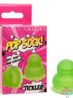 Pop Sock Tickler reversible textured stroker in blue, green, and pink on a clean background