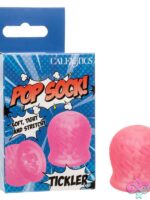 Pop Sock Tickler reversible textured stroker in blue, green, and pink on a clean background