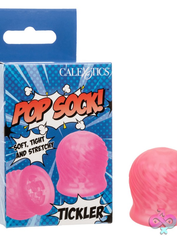 Discreet-Toys-Pop-Sock-Tickler-Pink-Nu-Se-0936-01-3 Pop Sock Tickler Reversible Textured Stroker In Blue, Green, And Pink On A Clean Background