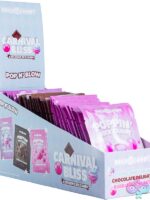 Carnival Bliss popping rock candy 36-count display in pink packaging by Rock Candy