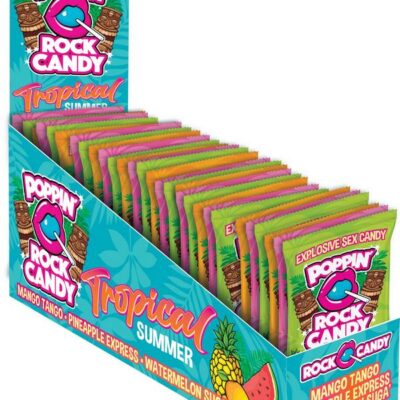 Popping Rock Tropical Summer 36 Pk Display by Rock Candy — Mango Tango, Pineapple Express, Watermelon Sugar flavors