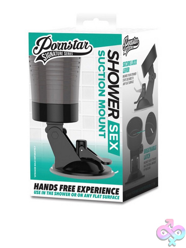 Discreet-Toys-Pornstar-Signature-Series-Shower-Sex-Suction-Mount-Nu-Pssa-001 Black Shower Sex Suction Mount With Suction-Cup Base By Pornstar Signature Series