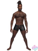 Black studded faux-leather chaps with detachable velcro thong from Male Power Fetish collection