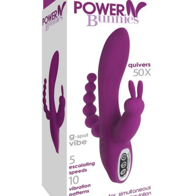 Power Bunnies Quivers 10X triple stimulation rabbit vibrator in purple silicone by Curve Novelties