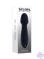 Power Trip black silicone wand vibrator with textured grip and flexible rounded head by Selopa