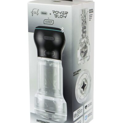 Clear silicone stroker and PowerBlow suction combo kit by Kiiroo