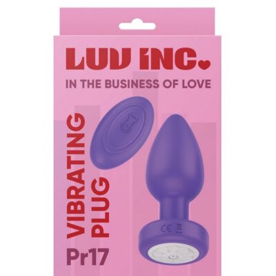 Luv Inc vibrating anal plug with wireless remote in green and purple on a neutral background