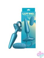Tapered metallic blue vibrating anal plug with ring base by Luv Inc