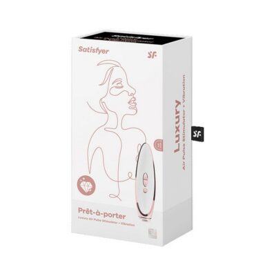 Pink luxury clitoral stimulator with rose gold accents and leather wrap by Satisfyer
