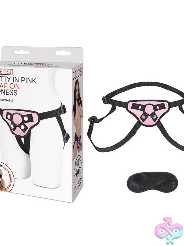 Discreet-Toys-Pretty-In-Pink-Strap-On-Harness-Nu-Lf1372-Pnk Black Adjustable Beginner Strap-On Harness With Dildo By Lux Fetish