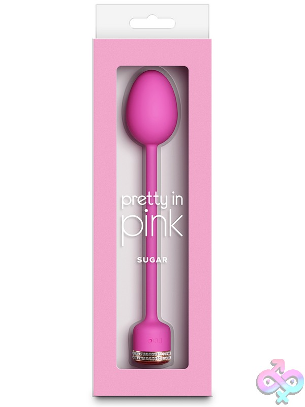 Discreet-Toys-Pretty-In-Pink-Sugar-Pink-Nu-Nsn-0365-44 Pink Jewel-Accented Vibrating Egg With Retrieval Cord And Glowing Led Button By Ns Novelties