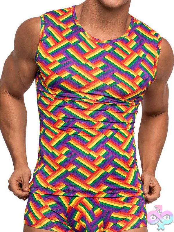 Discreet-Toys-Pride-Fest-Fitness-Tank-Print-S-Nu-113240Prsl Vibrant Rainbow Multicolored Pride Fitness Tank Top In Polyester By Male Power