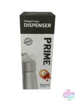 Prime Premium 250 mL pump dispenser in silver finish on a nightstand