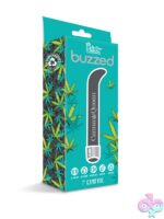 Curved 7-inch gray G-spot vibrator with cannabis-themed design by Prints Charming