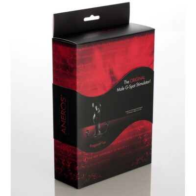 Large black silicone prostate massager with dual K-Tab and perineum tab by Aneros