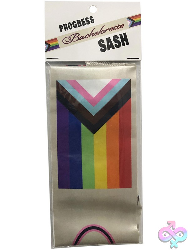 Discreet-Toys-Progress-Bachelorette-Sash-Nu-Kgnv-S42 Beige Polyester Progress Flag Bachelorette Sash By Kheper Games, One-Size For Parties And Pride Events