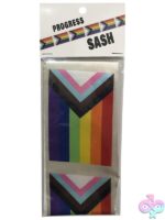 Multicolor Progress Pride sash with licensed flag design by Kheper Games