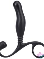 Curved black ABS plastic prostate massager by Doc Johnson