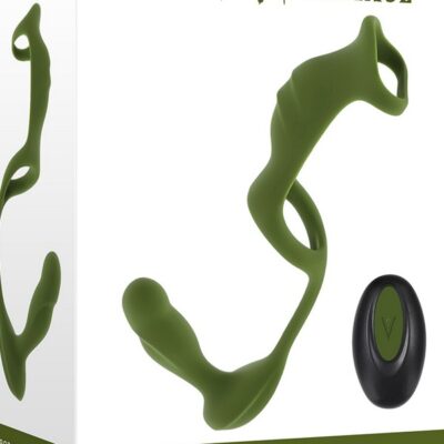 Green liquid silicone dual-ring harness and prostate plug set with remote by Zero Tolerance Toys