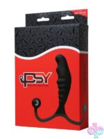 Multi-contoured black silicone prostate massager with adjustable arms and tabs by Aneros