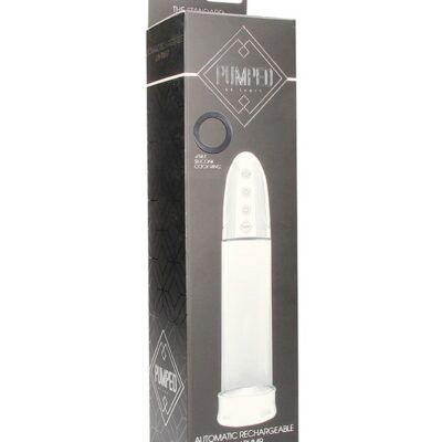 Clear transparent automatic rechargeable luv pump with silicone sleeve by Shots Toys