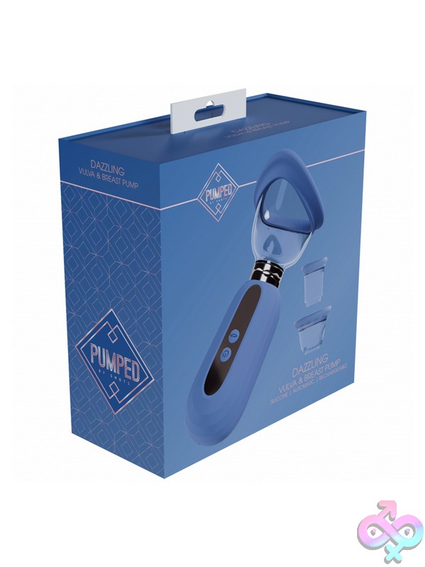 Discreet-Toys-Pumped-Dazzling-Automatic-5-Speed-Silicone-Rechargeable-Vulva-Clitoral-Nipple-Breast-Pump-Blue-Nu-St-Pmp052Blu Automatic 5-Speed Rechargeable Silicone Pump Kit In Blue By Shots Toys With Vulva, Clitoral, And Breast Cups
