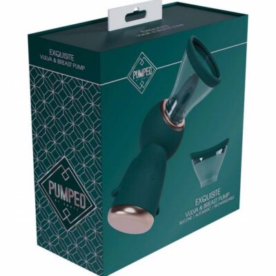 13-speed rechargeable automatic breast and vulva pump in forest green silicone by Shots Toys