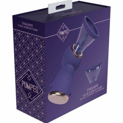 Pumped Exquisite automatic 13-speed rechargeable vulva and breast pump in purple silicone by Shots Toys